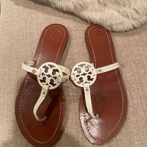 Tory Burch White and Brown Sandals